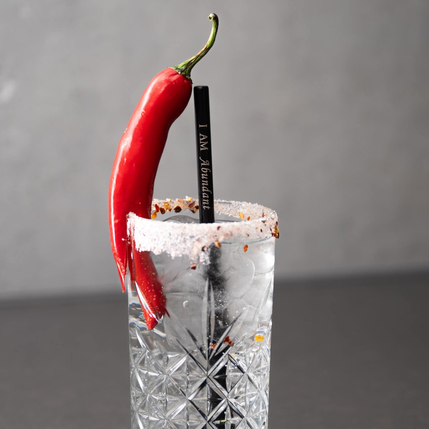 reusable stainless steel straw with I AM Abundant affirmation