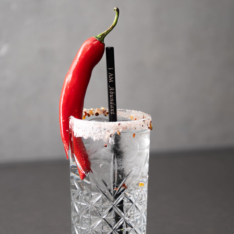 reusable stainless steel straw with I AM Abundant affirmation