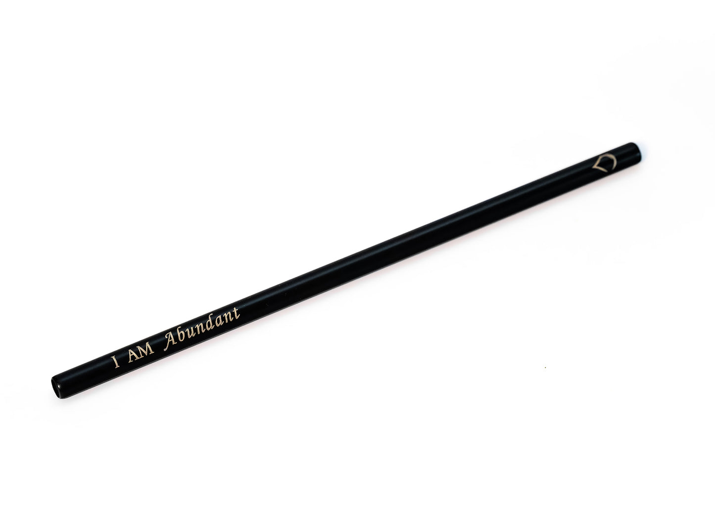 Black I AM ABUNDANT standard reusable affirmation straw by Blessed Straws