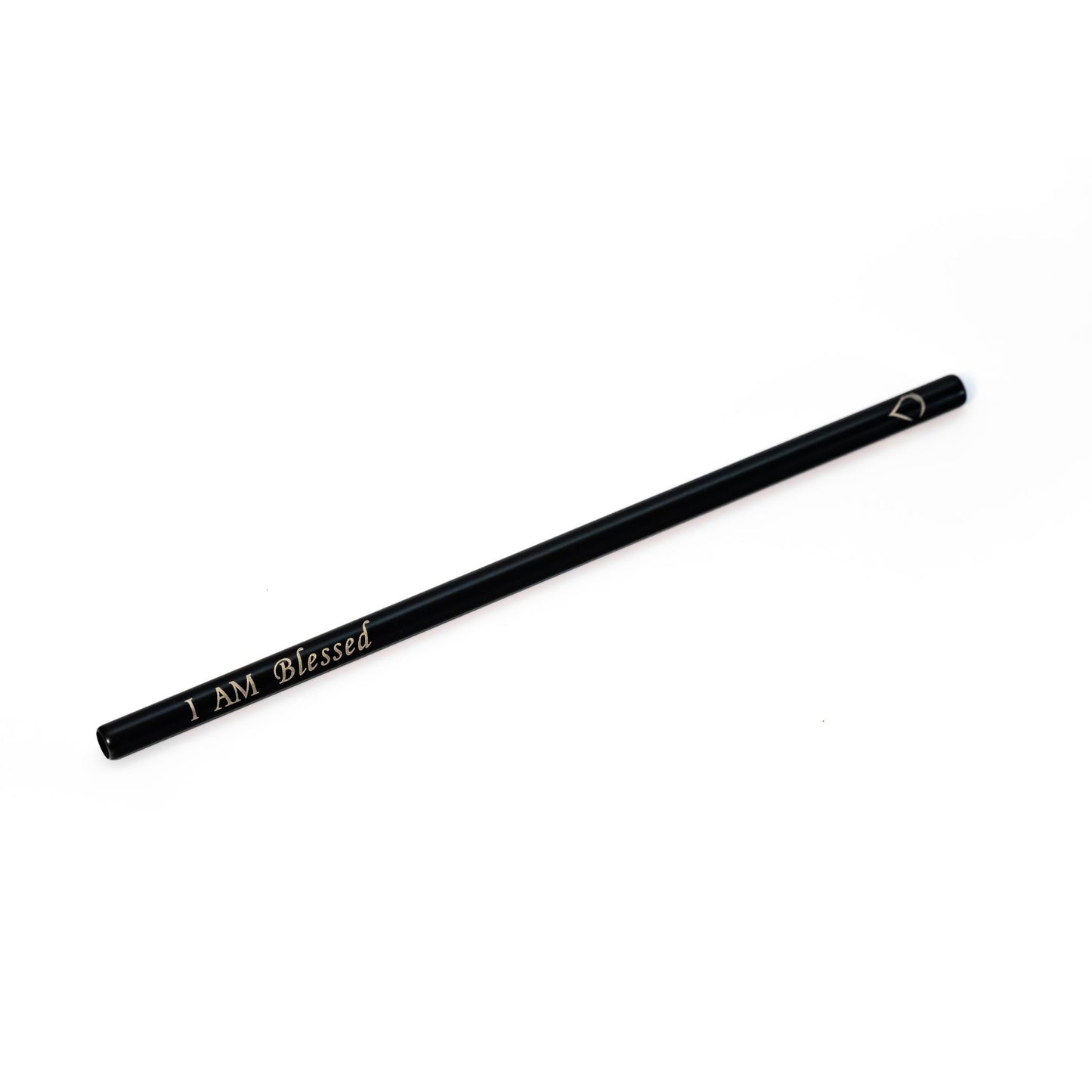 Black I AM BLESSED reusable affirmation straw by Blessed Straws