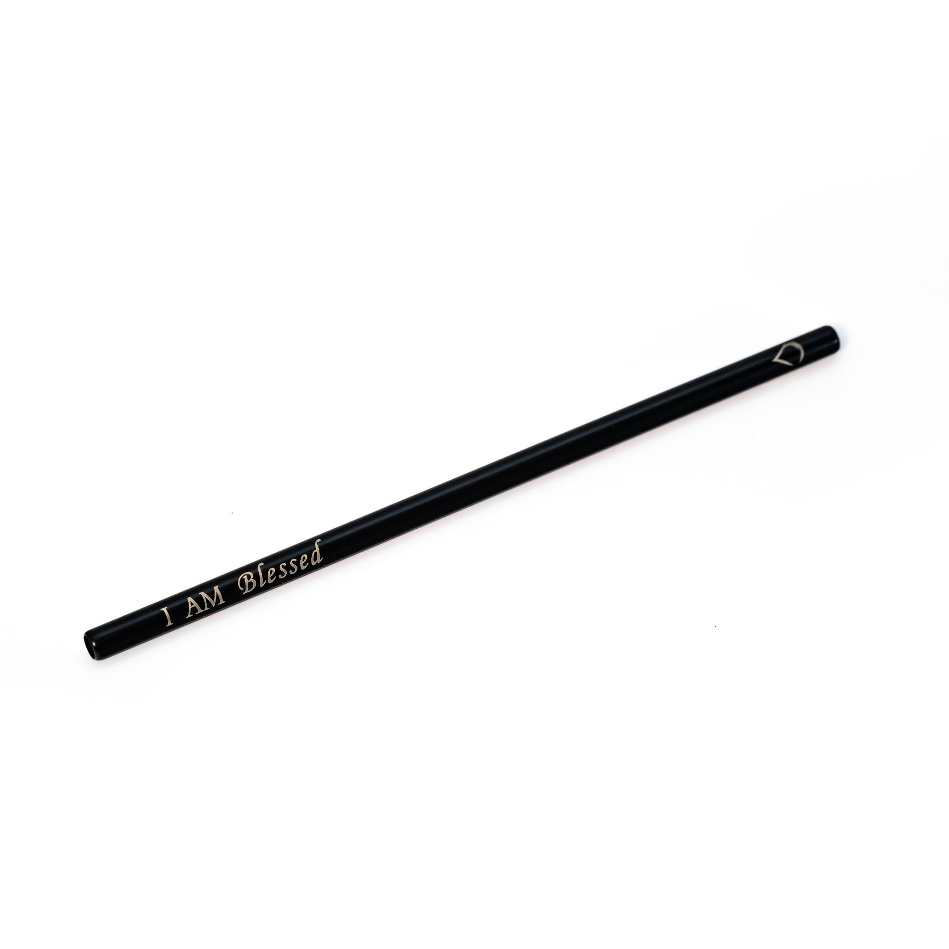 Black I AM BLESSED reusable affirmation straw by Blessed Straws