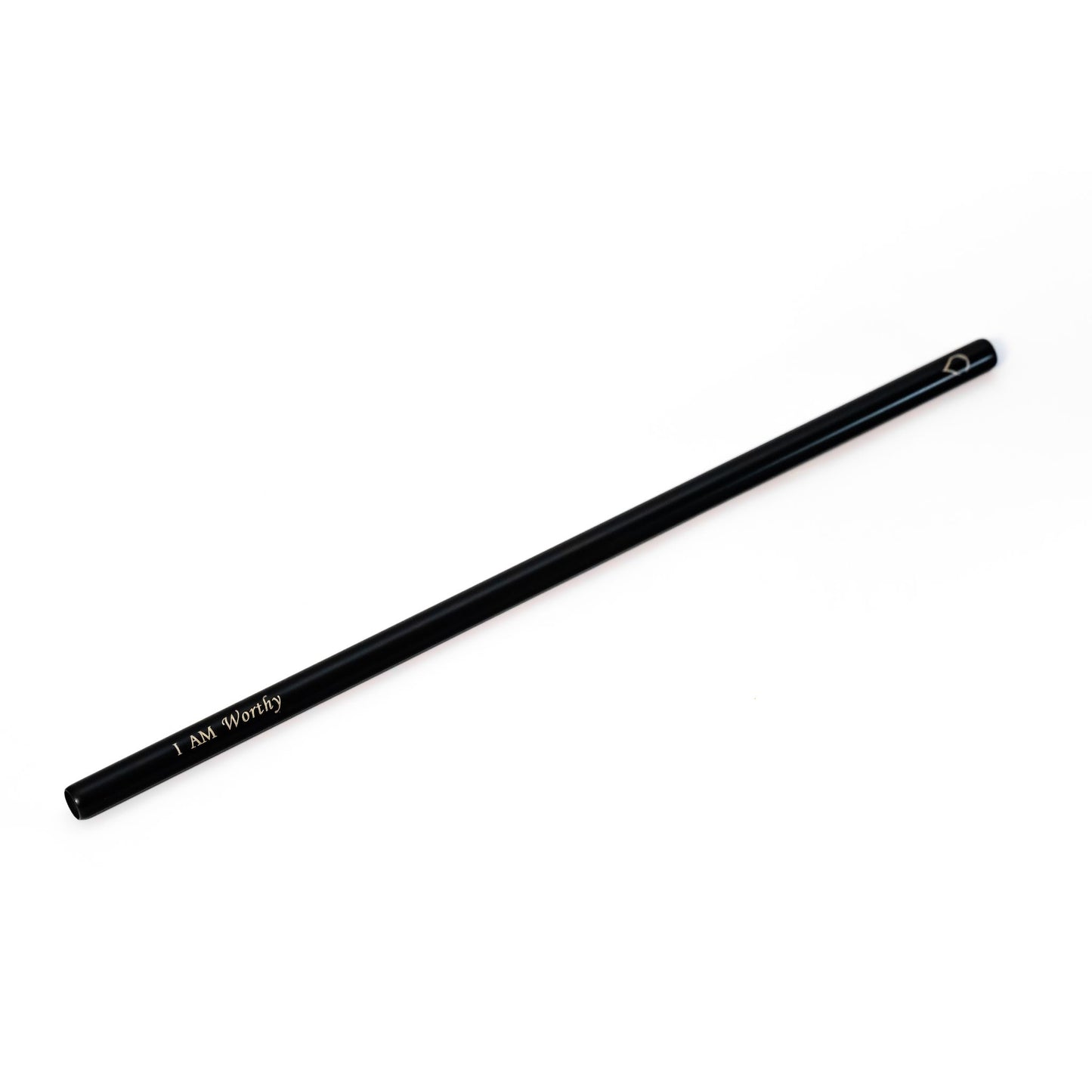 Black I AM WORTHY large reusable affirmation straw by Blessed Straws