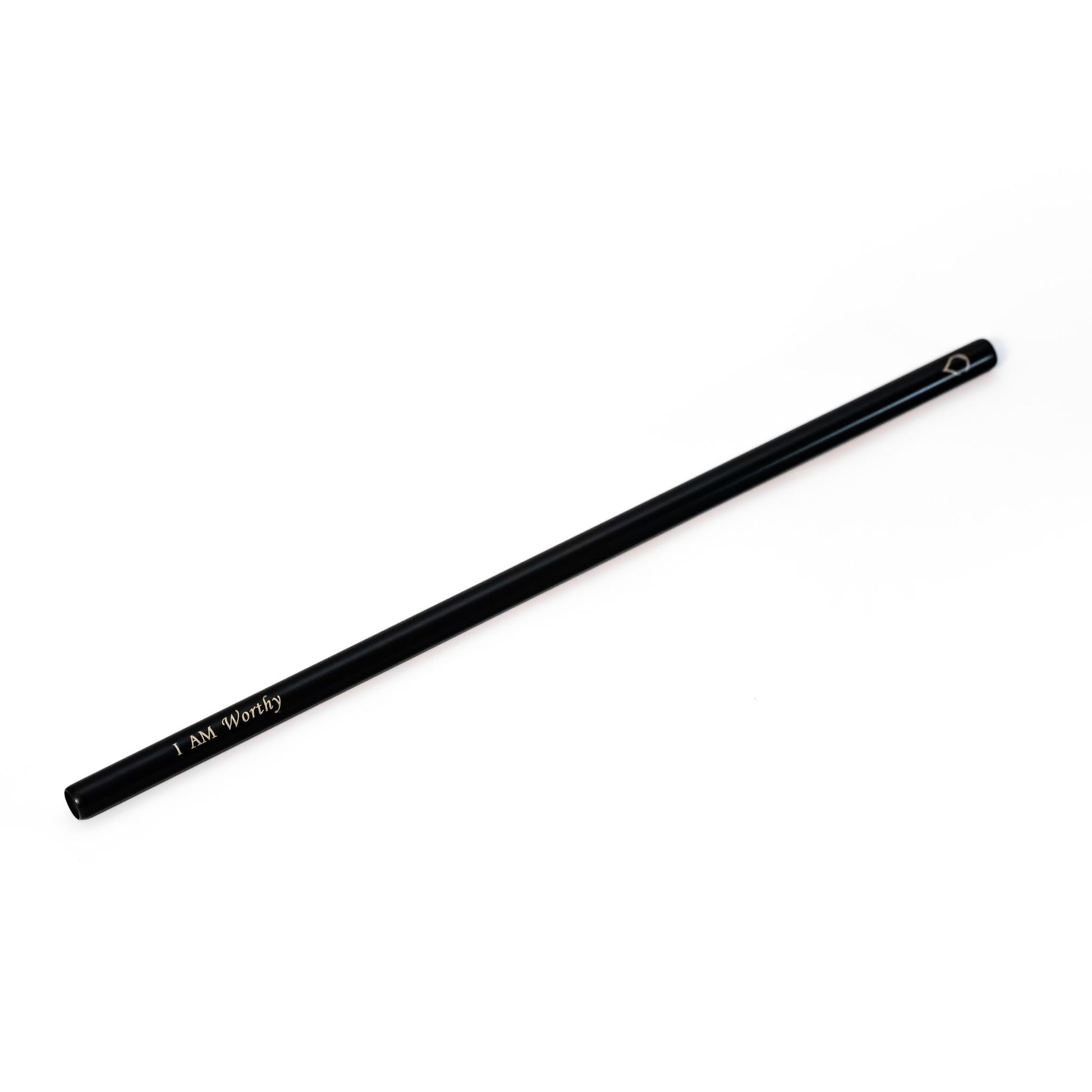 Black I AM WORTHY large reusable affirmation straw by Blessed Straws