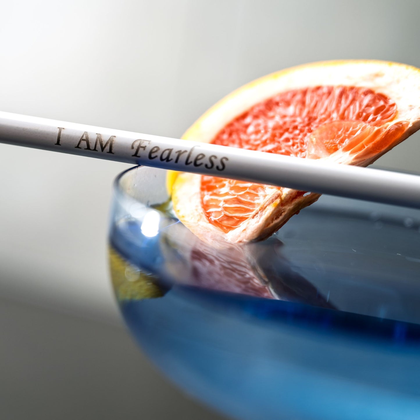I AM FEARLESS reusable affirmation straw on a cup