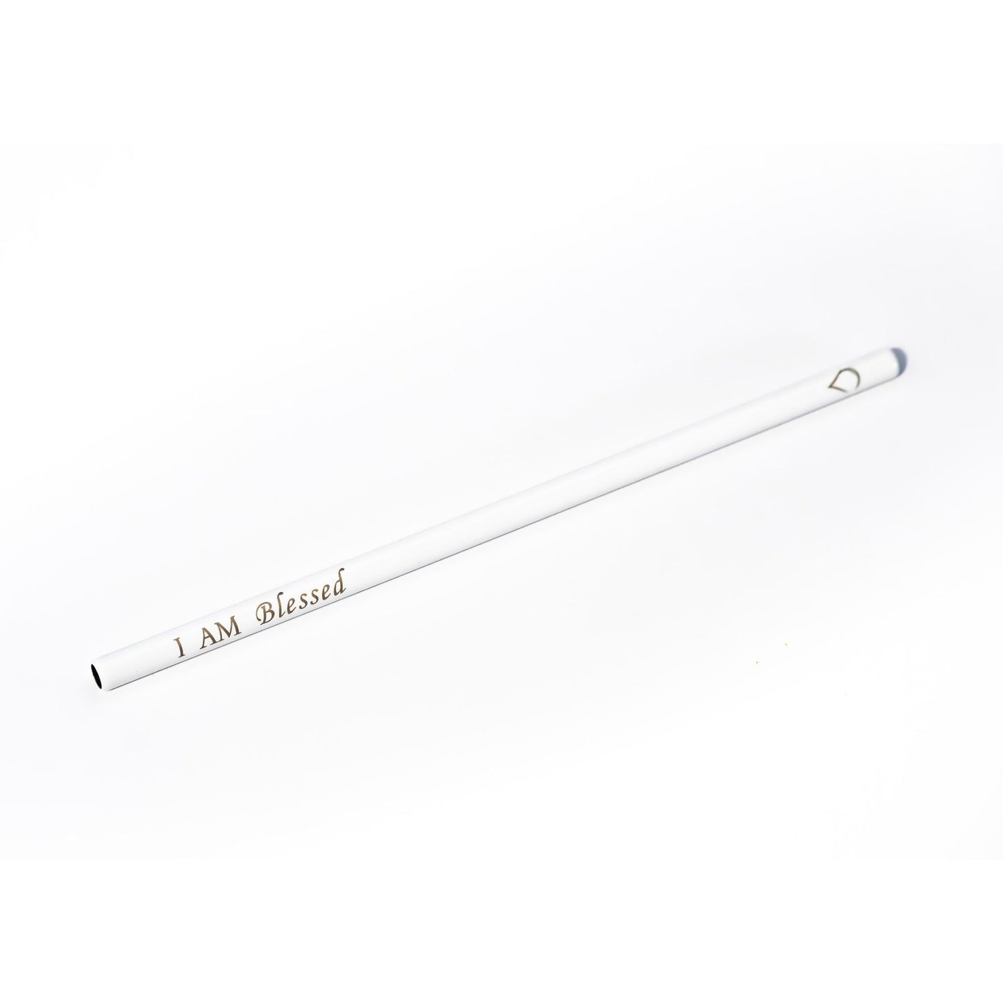 White I AM BLESSED reusable affirmation straw by Blessed Straws