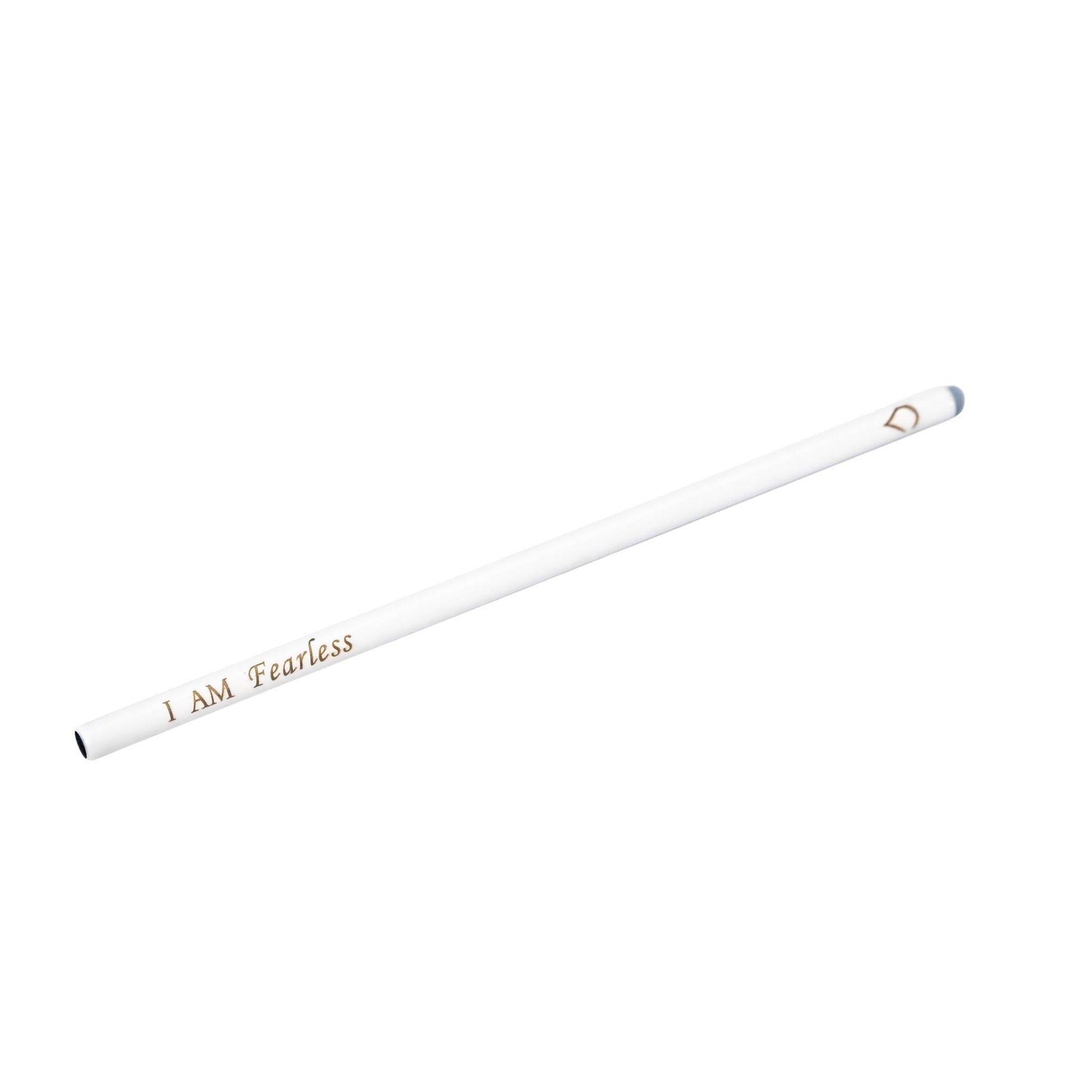 White I AM FEARLESS standard reusable affirmation straw by Blessed Straws
