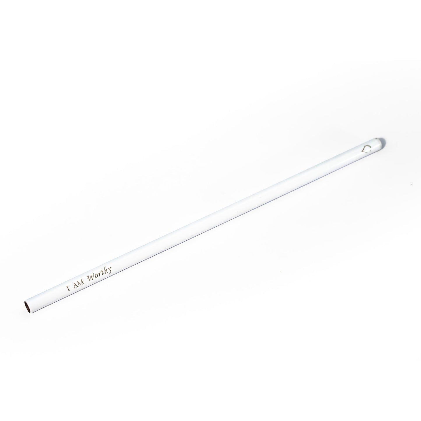 White I AM WORTHY reusable affirmation straw by Blessed Straws