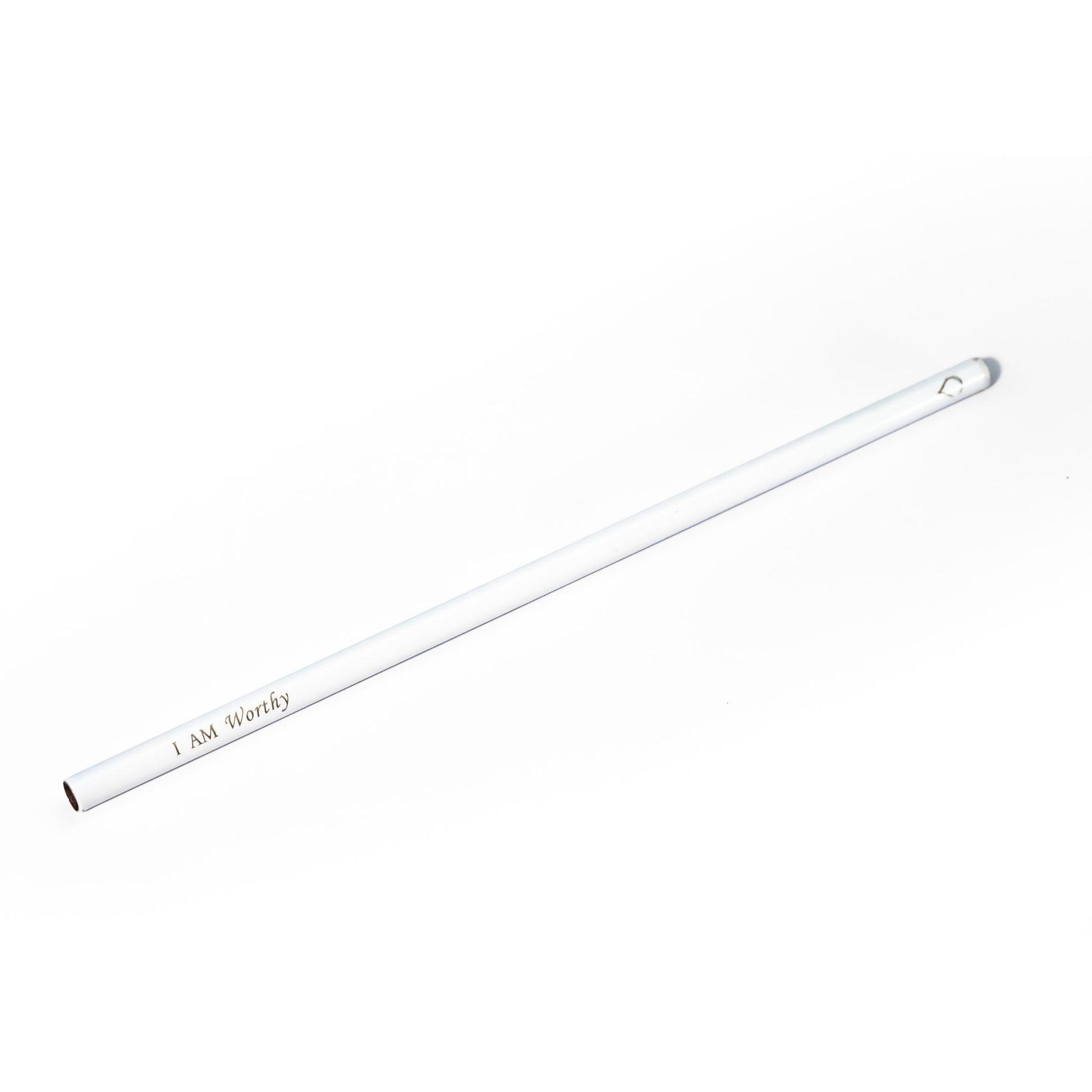 White I AM WORTHY reusable affirmation straw by Blessed Straws